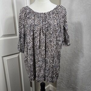 Old Navy Women 2X Animal Print Blouse Top Pullover 3/4 Sleeve Plus Size‎ Mobwife